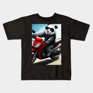 Motorcycle Panda Kids T-Shirt